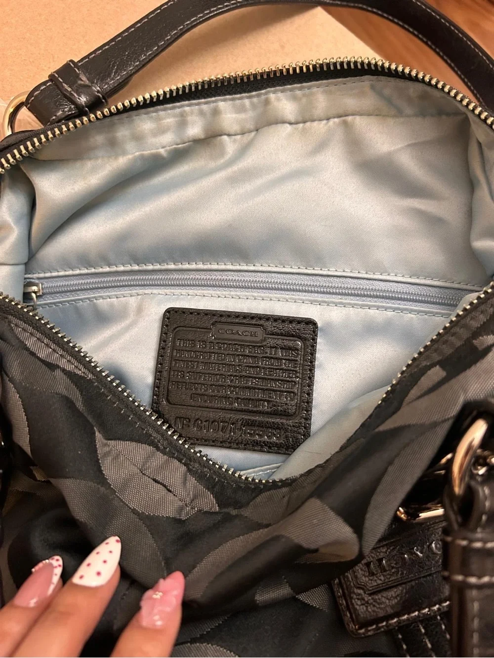 Coach Black Signature Circle Satchel with Silver Hardware